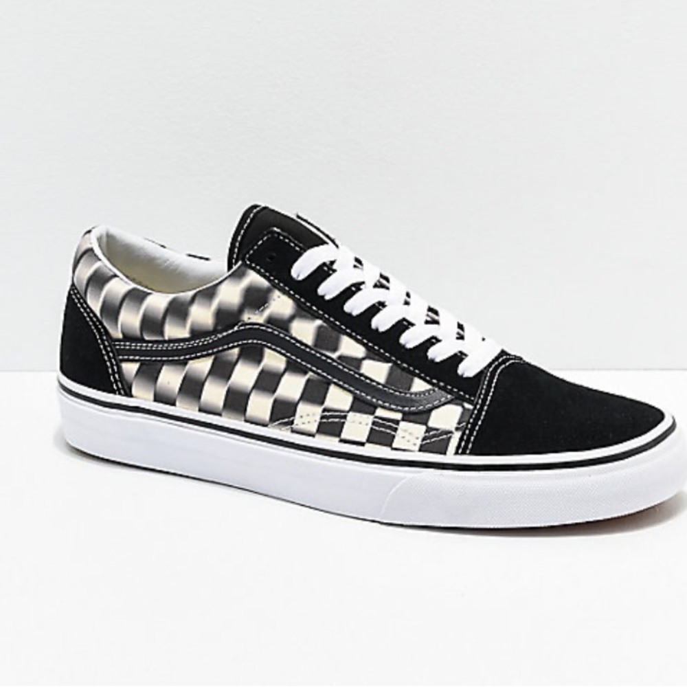 old skool vans blur checkered